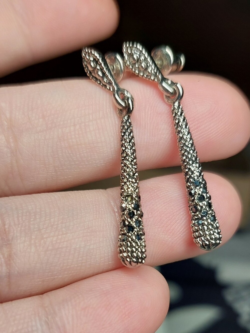 Sterling Silver Black Crystal Drop Earrings
